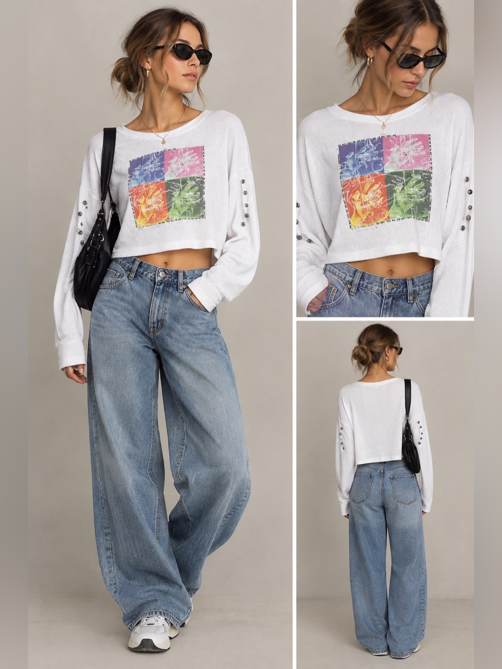 Boys Lie Do Not Test Me Thermal Crop White Boyfriend Long Sleeve Top size OS